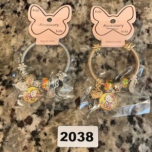 2038 Gold or Silver Tone Hello Kitty Kids Charm Bracelet